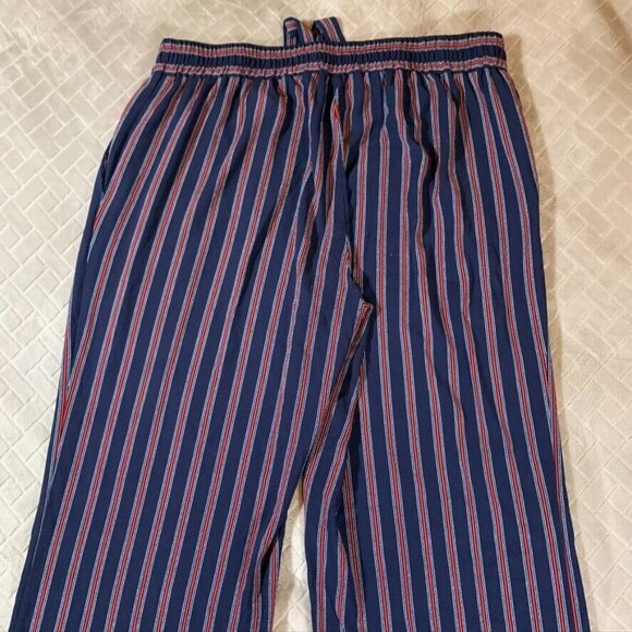 Michael Kors Womens Large Pants Blue Red Striped Relaxed Wide Leg Patriotic - Picture 11 of 12